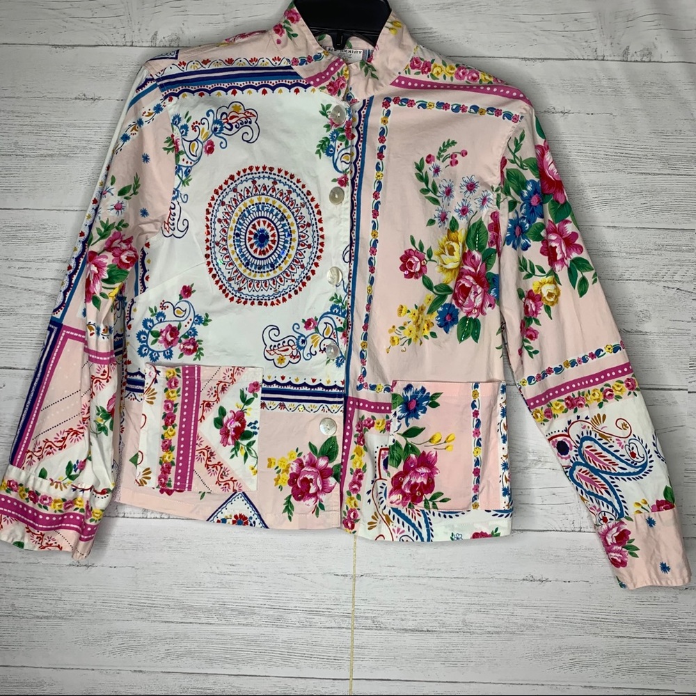 New Identity floral sequins button down shirt/M